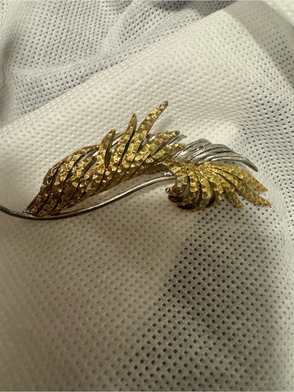 Gold and Silver Leaf-Style Brooch - Women Jewelry